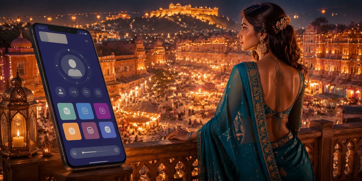 Female user securing account and payments from Jaipur