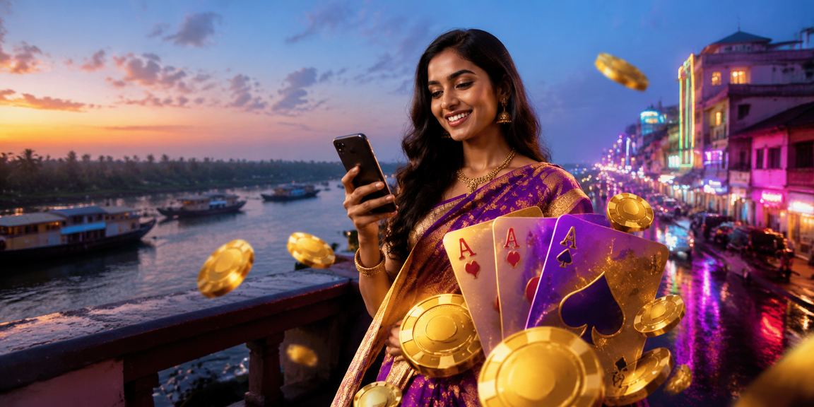Mobile user playing live poker game in Kerala